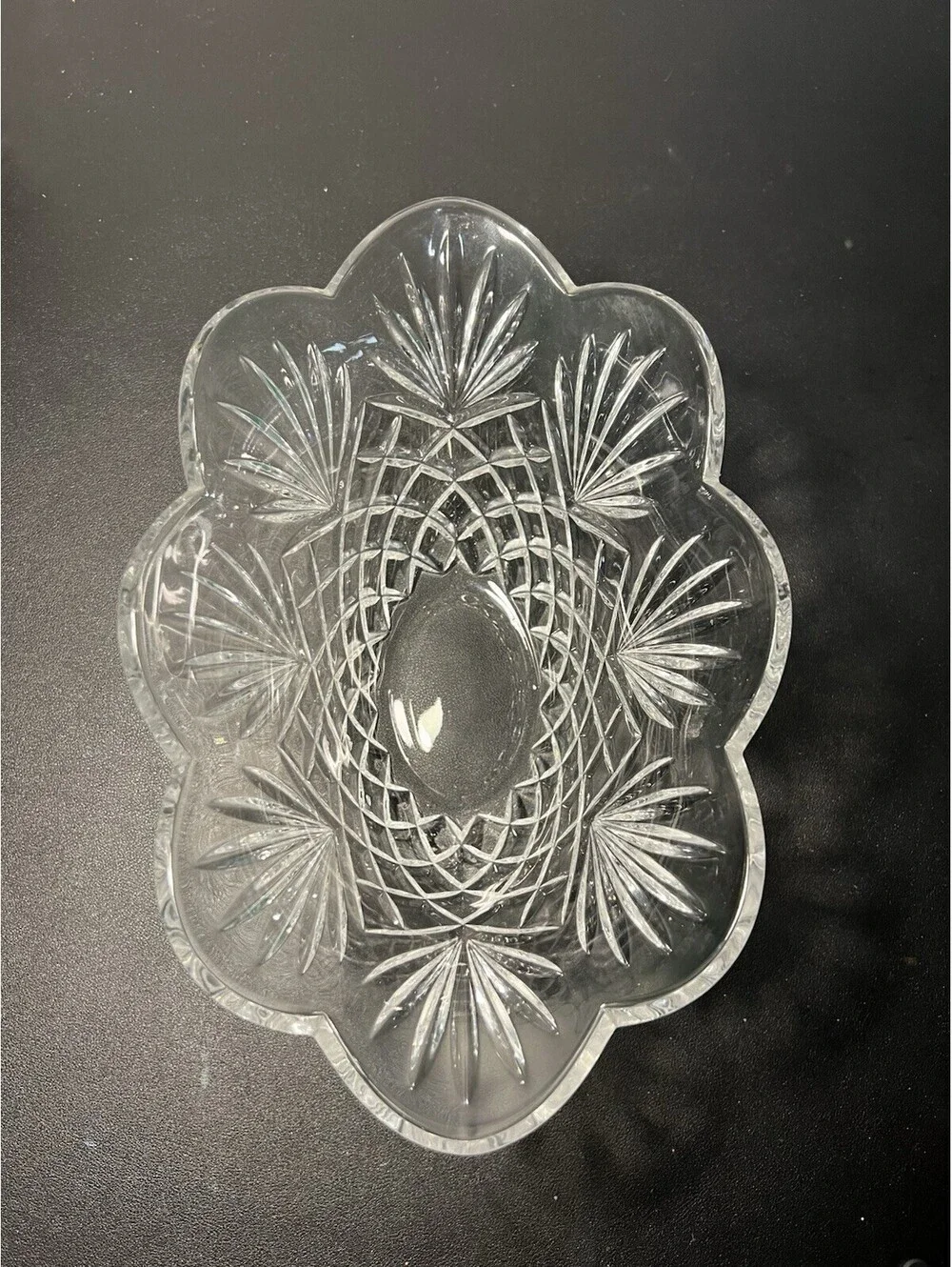 Shannon Designs of Ireland 1980s Pineapple Bowl Hand Cut Lead Crystal, 12x4.5”